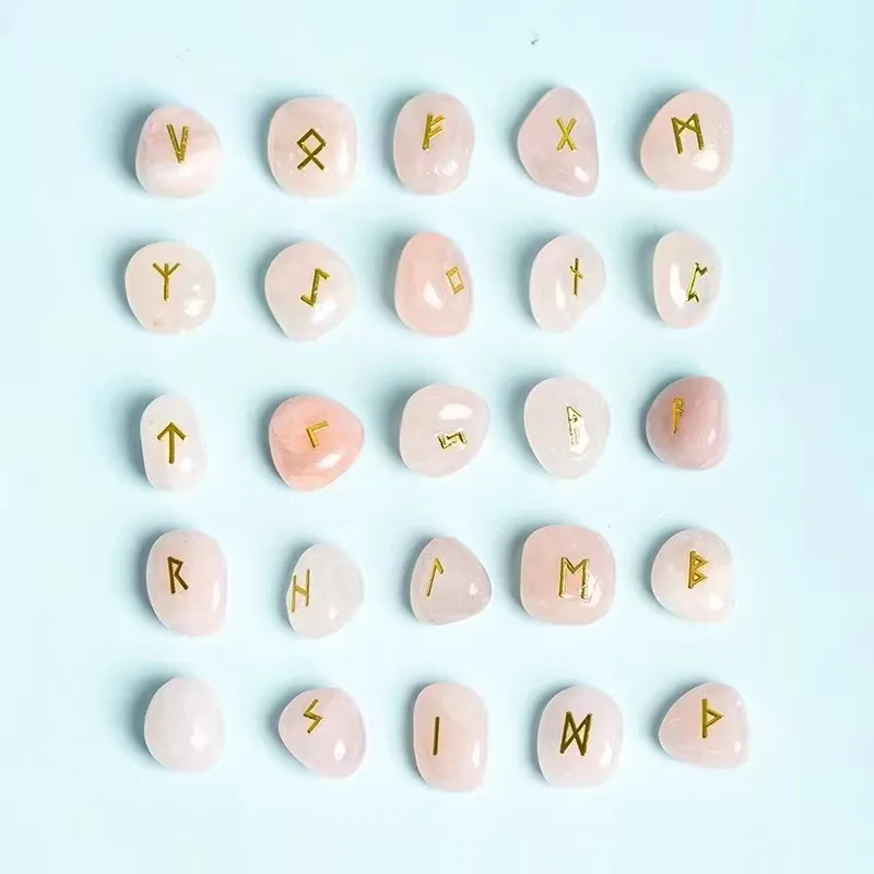 Wholesale metal stickers Germanic Runes Runes Natural crystal oval tablet runes