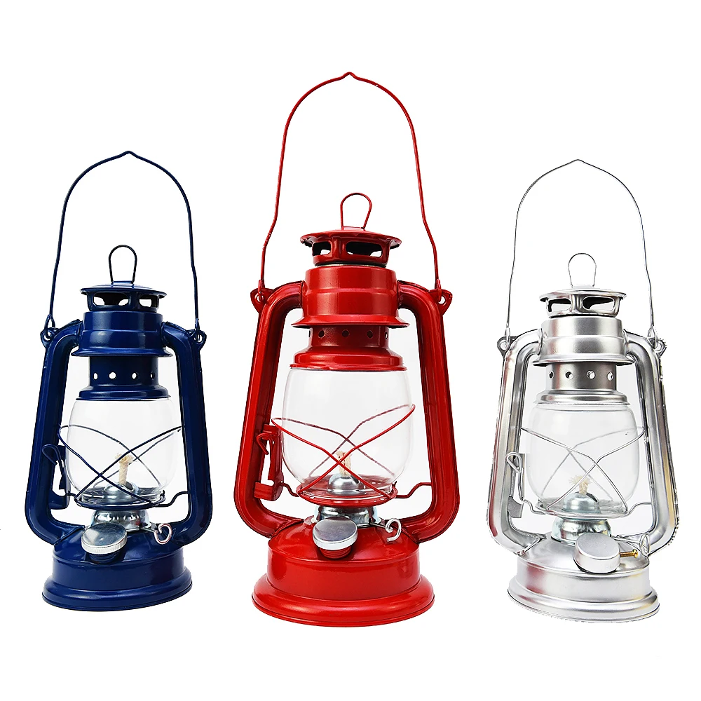 Flame Hurricane Lantern Outdoor Portable Camping Lantern Retro Oil Lamp with Handle