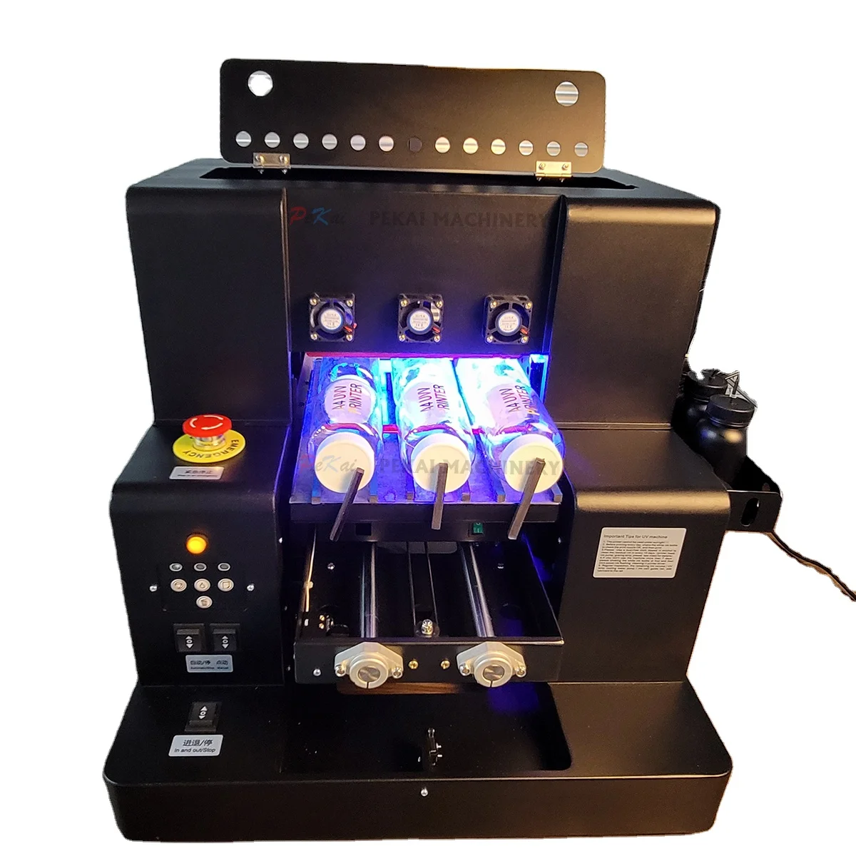 Newest 6 Cups Small UV Flatbed Printer A4 XP600 Printhead Varnish Printer for Phone case Pen card Lighters Bottle Glass Metal