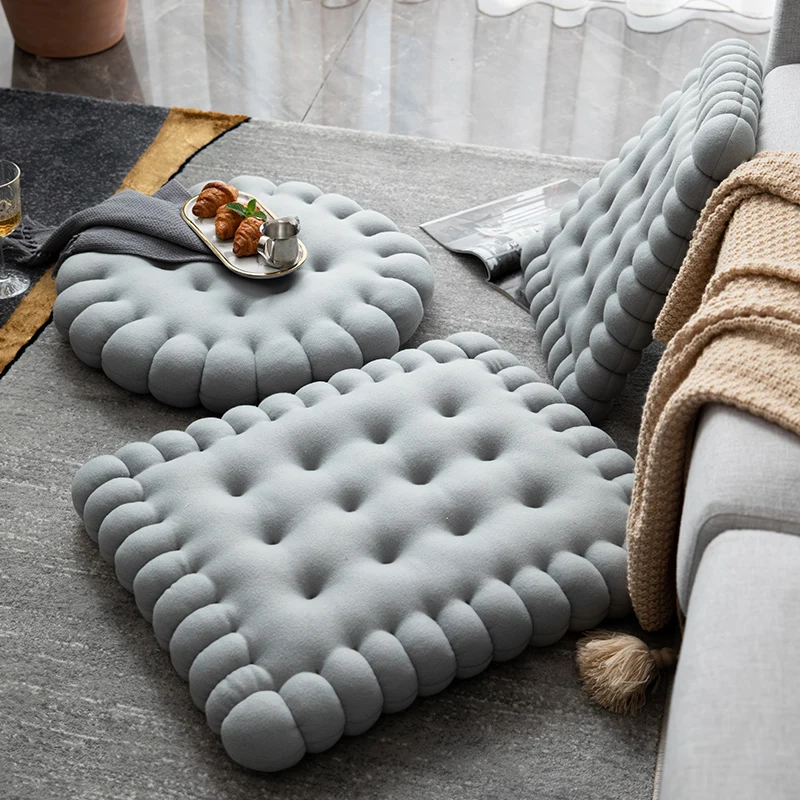 new design soft cute thick  biscuits cookie shaped seat cushion for kid child