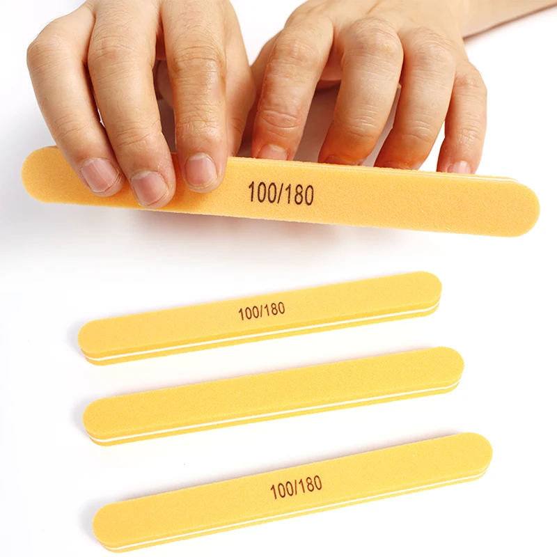 Long-round Custom logo orange color nail file Korean high sponge Nail Files wholesale