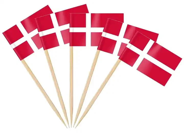 Hn Denmark Toothpick Flags World Country Flags Polyester Fabric Custom Size High Quality Cupcake Toppers for Party