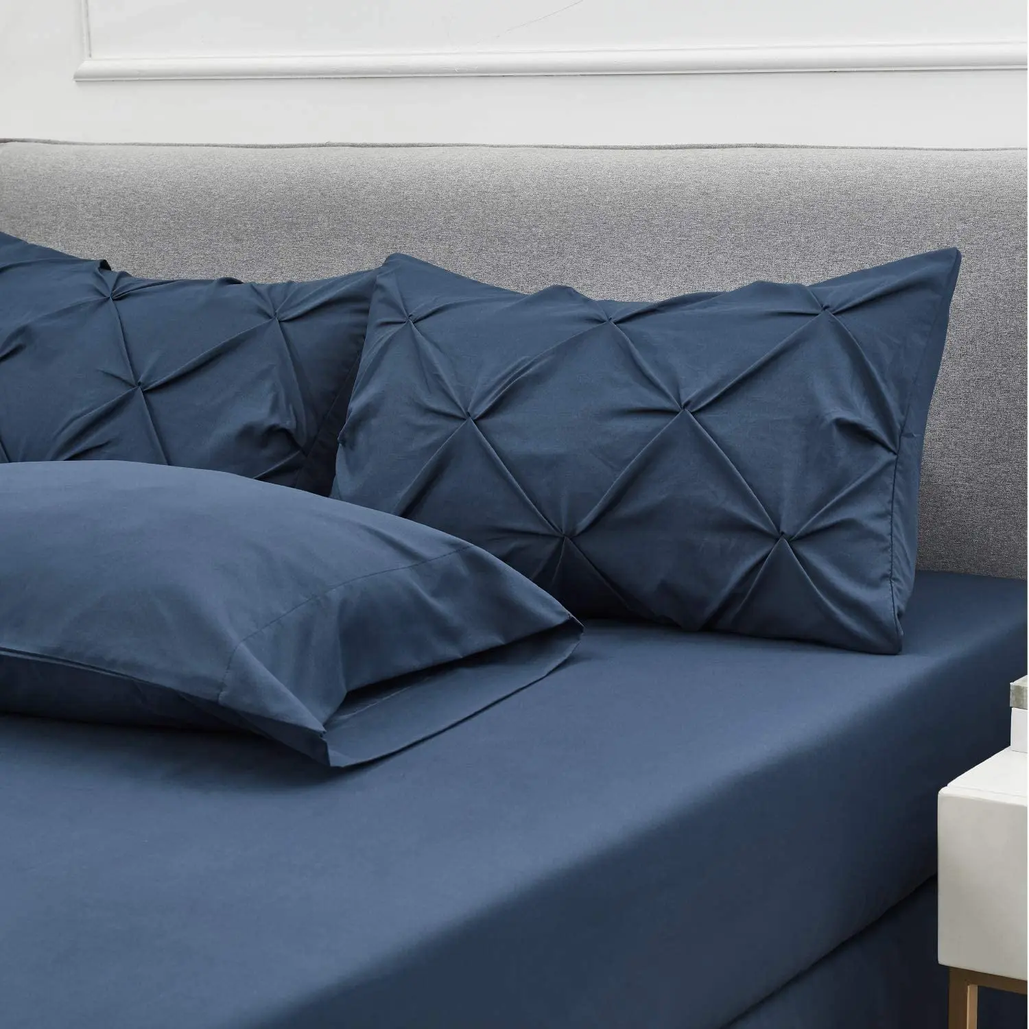 Navy Blue Bedding Comforter Sets 8 Pieces Pintuck Bed Comforters,Duvet quilt Sheets, Pillowcases & Shams