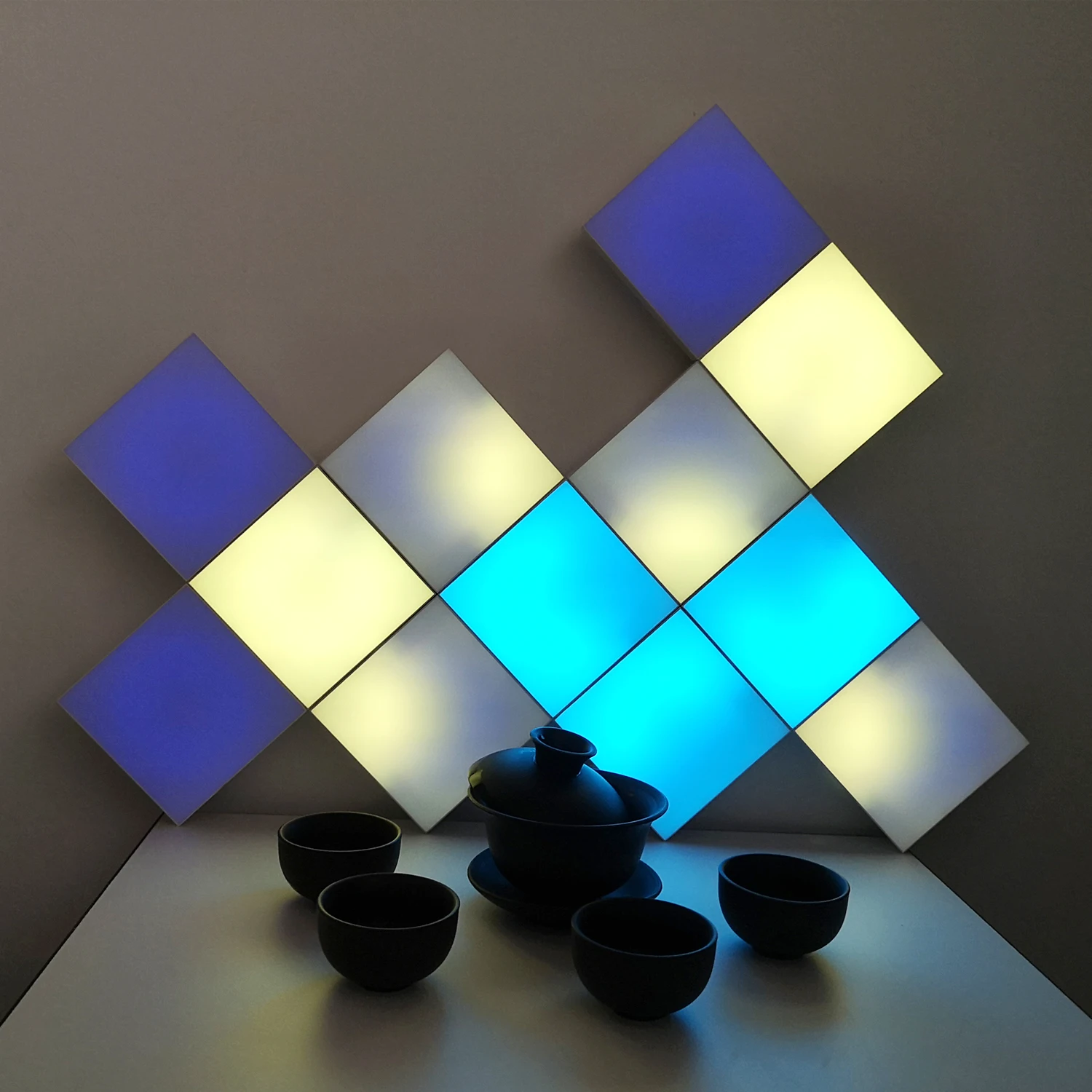 Colorful Sync Music Sound Sensitive Controlled Square Shape Cube Splicing Assembled Wall Lamp Holiday Room Decor LED Electric 70