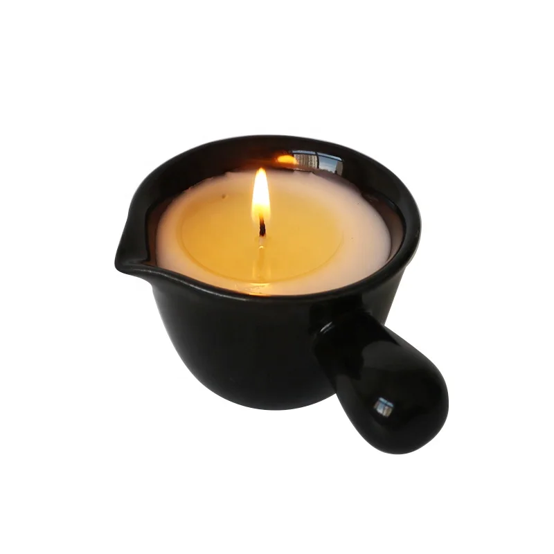 90g Ceramic Jar Customized Packages Scented Soy Massage Oil Candles