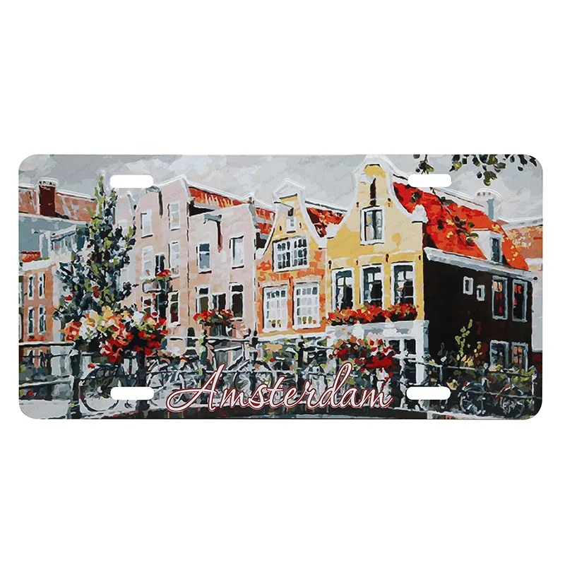 Custom Decorative Embossed Amsterdam licence plate