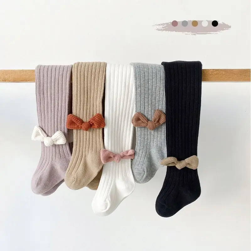Children Cotton Baby Girls dance socks Spring Autumn Winter Bowknot Tights Kids Infant Knitted Cotton Stocking