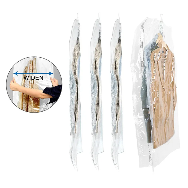 Hot sale transparent hanging vacuum plastic storage bag garment coat dust bag