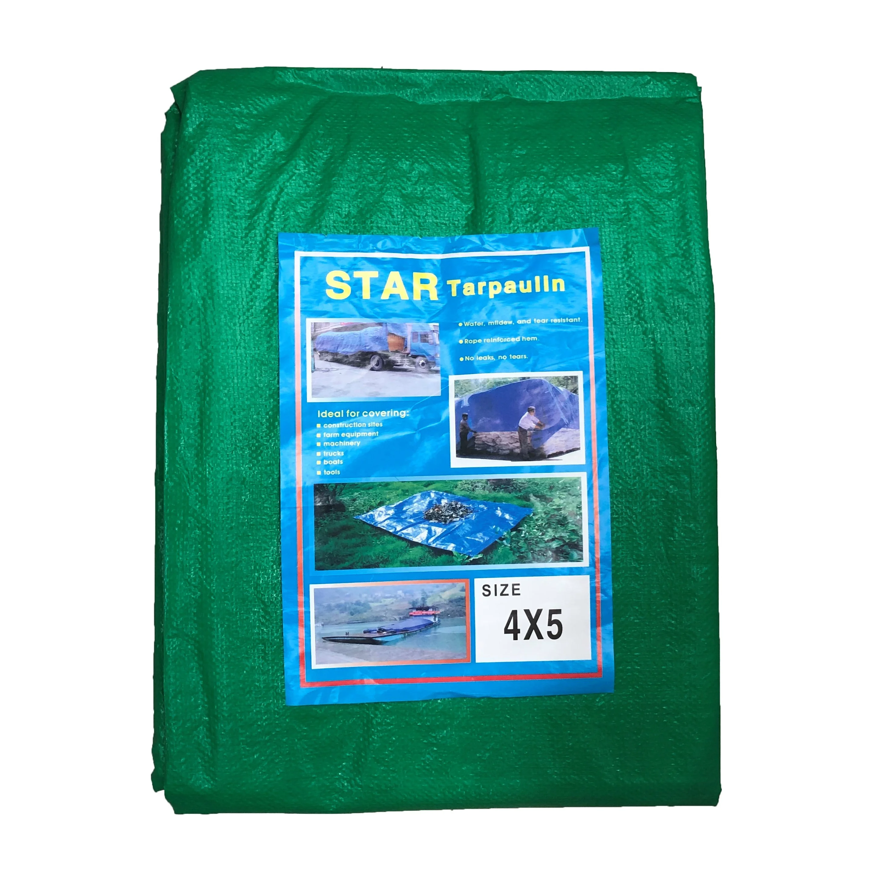 Multi-purpose Outdoor Cover Customized  PE Laminated Green White Color Plastic Fabric Waterproof Poly Tarp Car Tarpaulin