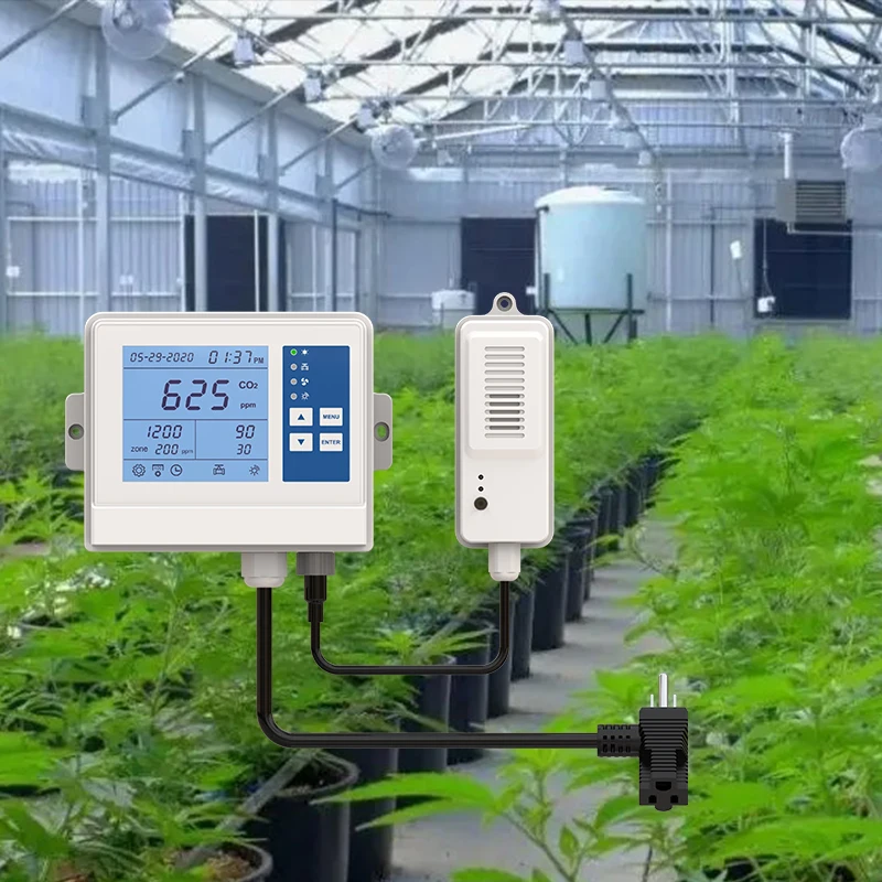 5-20m remote sensor Intelligent Growing  Smart Temperature CO2  Controller for  greenhouse, mushroom, grow tent