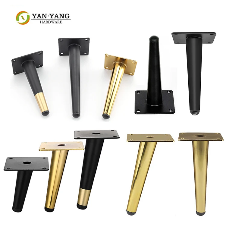 Yanyang Factory Sofa Legs Furniture Feet Bedside Chrome Bed Cabinet Gold Support Steel Metal Tapered Feet For Sofa