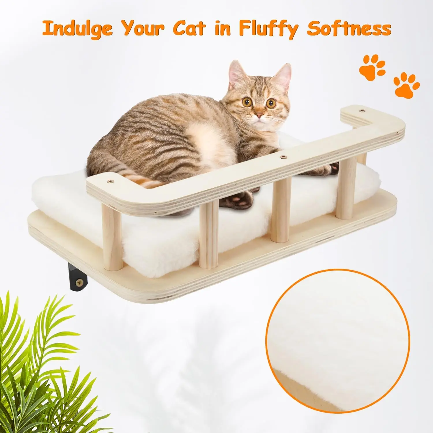 202407 Cat Hammock Cat Wall Shelves with 5 Steps Perches for Wall Cat Wall Furniture