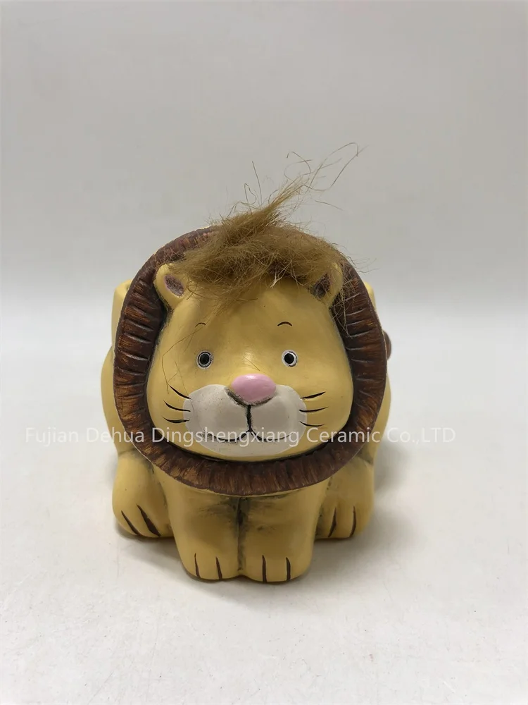 Hot Sale Cute Animal Lion Shape Desktop Succulent Planters Modern Ceramic Flower Pots For Home Decor
