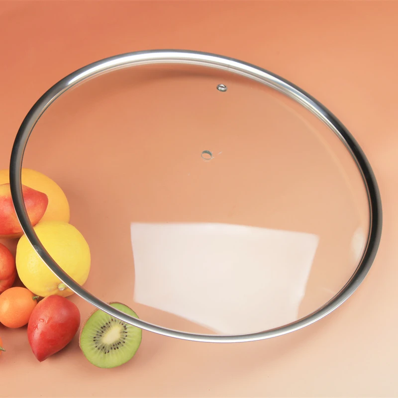 T type  high quality 304 stainless steel rim 4mm tempered glass lid with knob for  frying pan pots and cast iron cookware