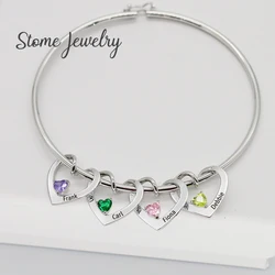 Engraved Heart Birthstone Bracelets and Necklace Personalized Stainless Steel Design Your Loved Name Coordinate Bracelet Gift