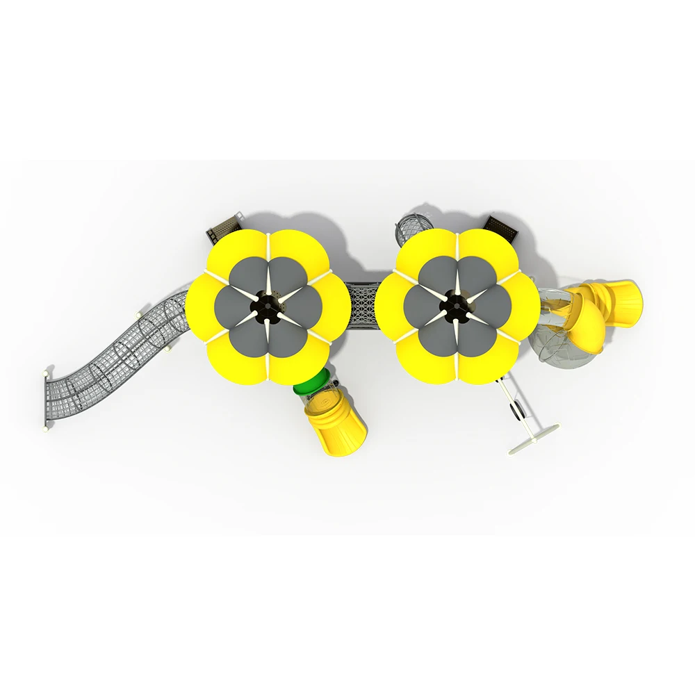 Ocean series Square wooden top quality outdoor playground playhouse with slide