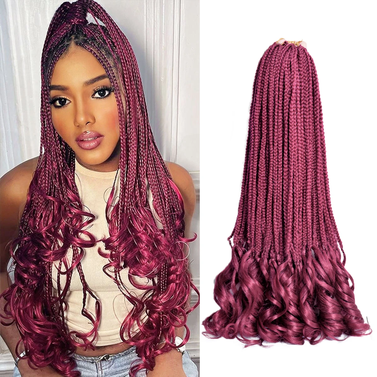 24Inch Silky Curly/150g Hair Braids Crochet Weaving French Spiral Curl Extension Braiding Synthetic Hair Extensions For Black Wo