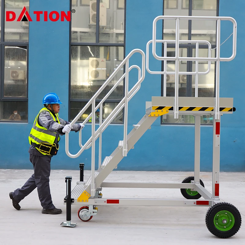 Professional Customized Adjustable Aluminum Work Platform Ladder Aluminum Industry Combined With Aisle Platform Rolling Ladder