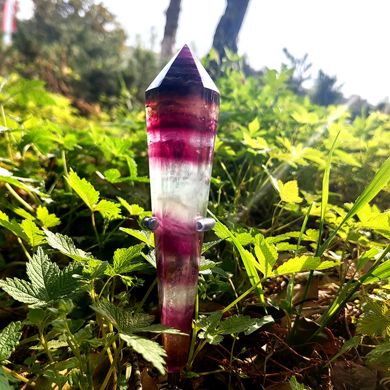 wholesale Natural crystal wands healing Iridescent fluorite point Rainbow fluorite wands for decoration