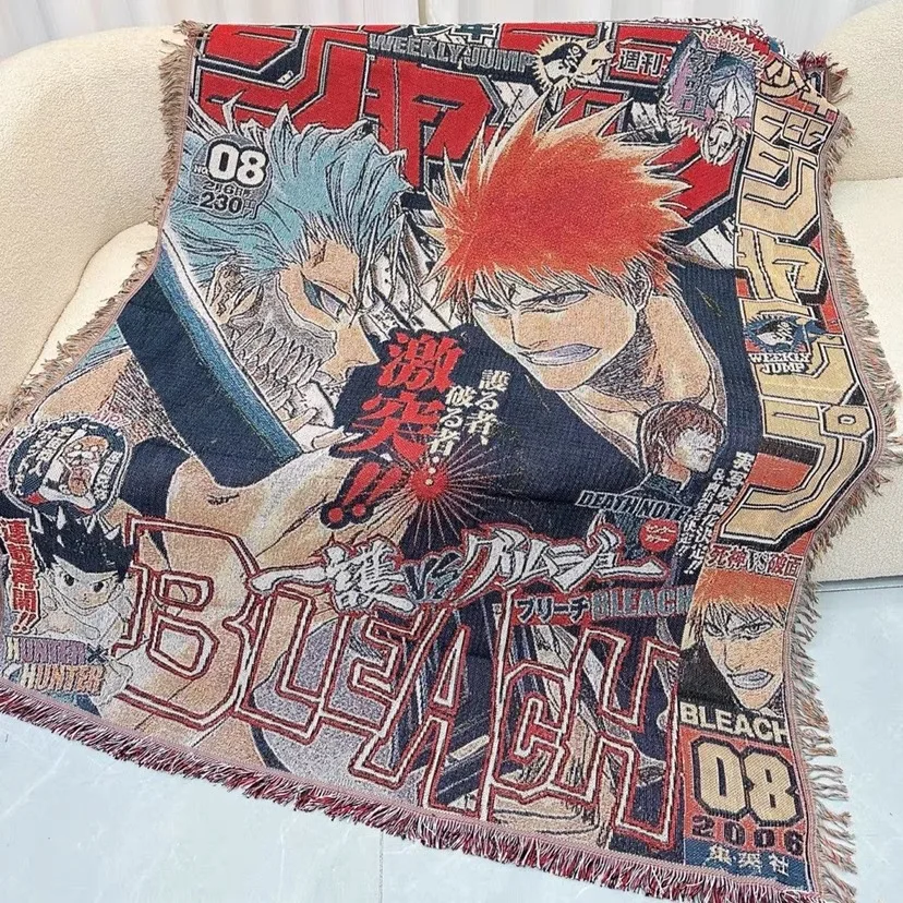 Factory custom cartoon anime tapestry jacquard cotton polyester tapestry knitted woven blanket thread throw