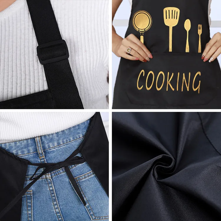 12 Pack Bib Apron - Unisex Black Apron Bulk with 2 Roomy Pockets Machine Washable for Kitchen