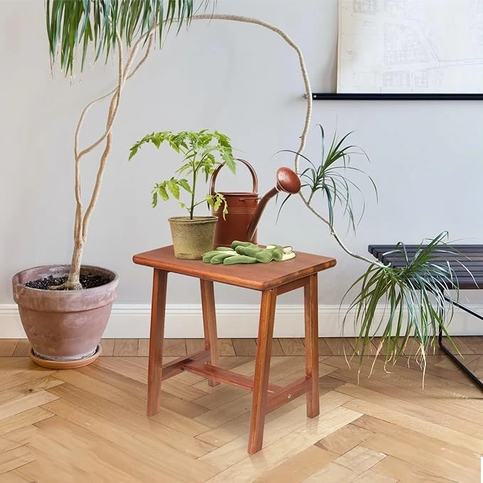 High Quality Rectangular Acacia Wood Stool Small Bench Seat Small End Table Stool