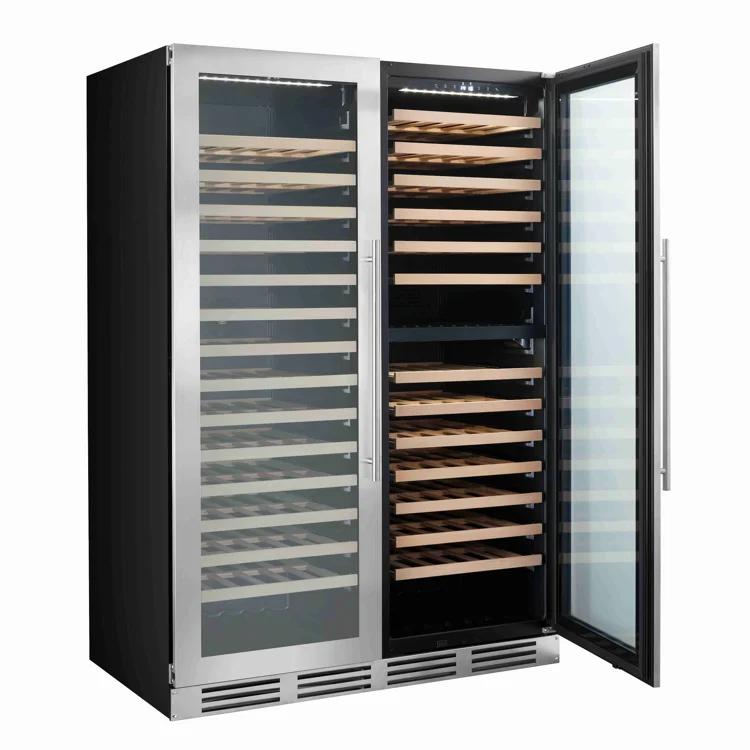 2 Door Electric Wine Cooler Beer Fridge Wine Refrigerator Wine Refrigerated Kitchen Chiller CB Stainless Steel Door 160