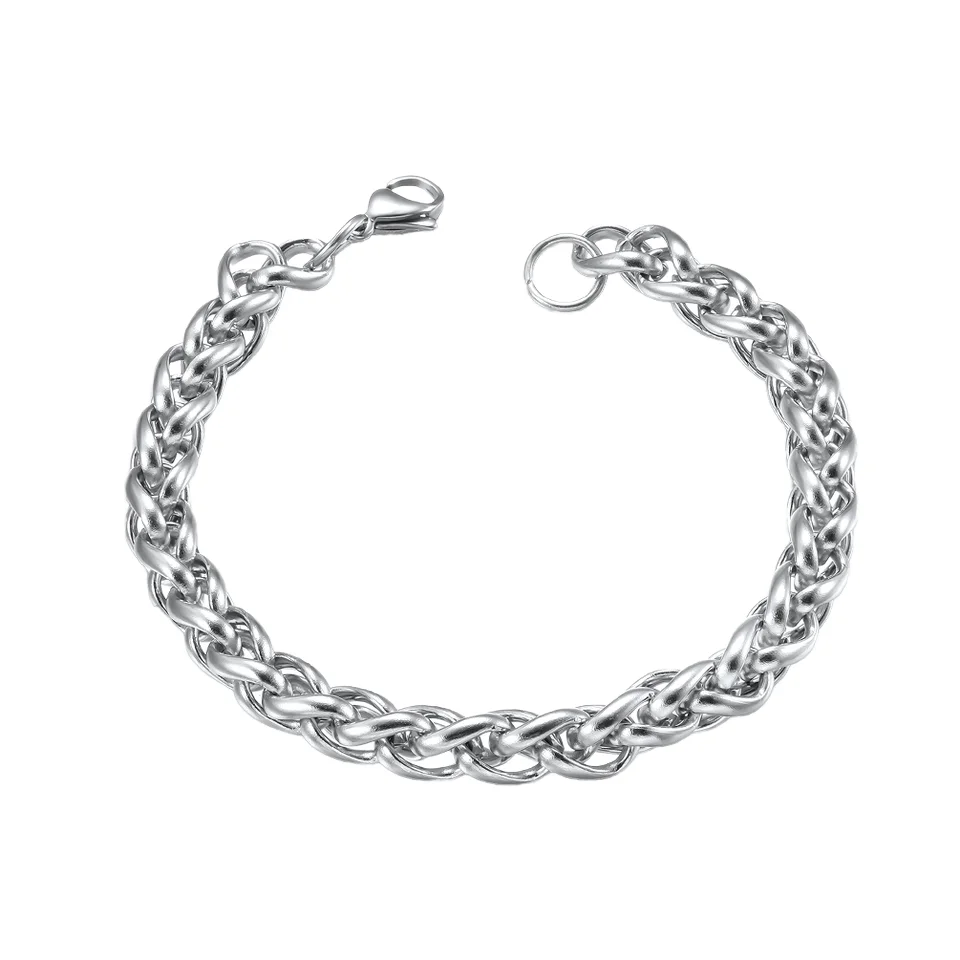 Браслет из титановой стали с косточками змеиной кости для мужчин и женщин модный одноцепочечный браслет декоративной ручкой модные звеньевые браслеты индивидуальностью