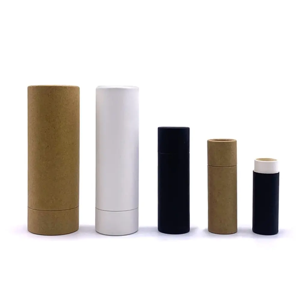 
Custom Eco Friendly Cylinder Round Kraft Paper Tube Packaging Cardboard White Push Up Cosmetic Lip Balm Paper Lipstick Tube 