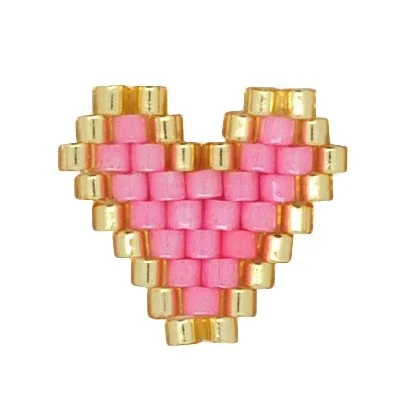 miyuki delica seed beads beads pink heart handmade jewelry