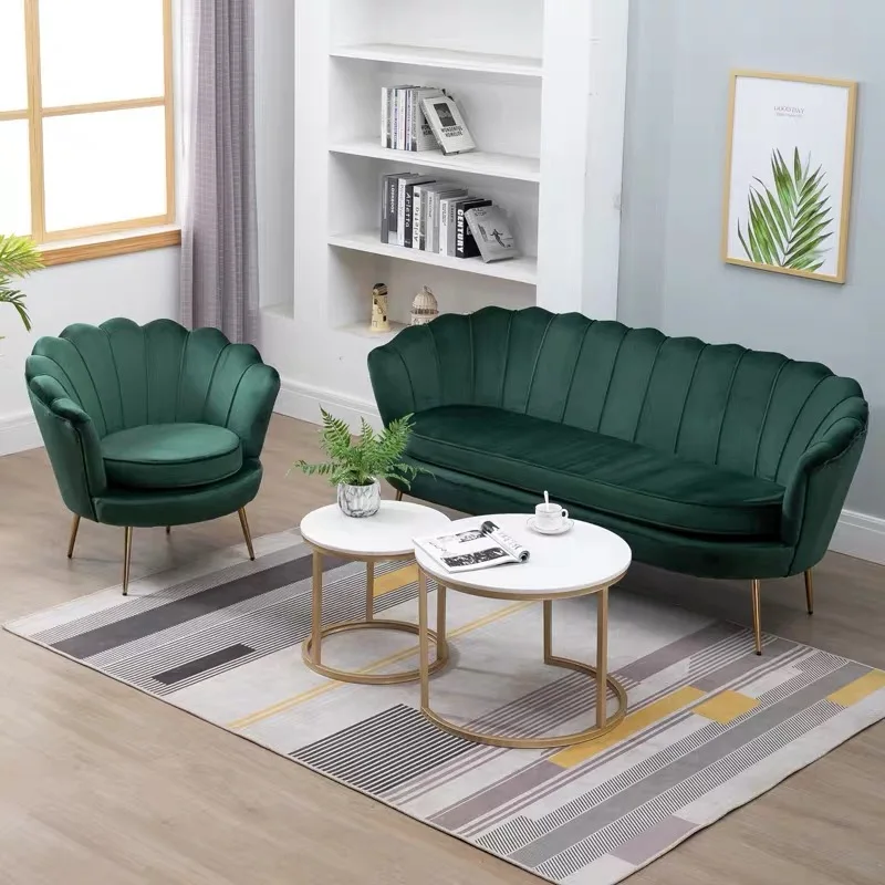 Modern sofa luxury design living room sofa gold stainless steel legs velvet sofa chair