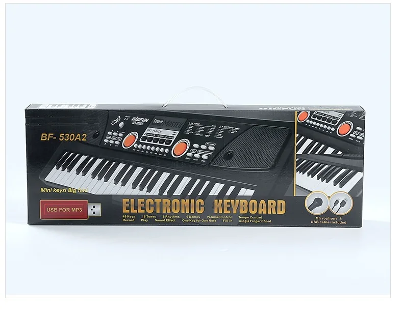 USB MP3 function 49 Key Electronic Organ Piano BF-530A2 Hot Selling Musical Instrument Keyboard with microphone for kid/children