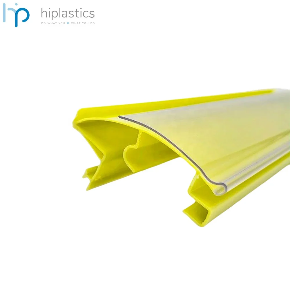 Hiplastics OEDC30 Clear PVC Plastic Label Holders Merchandise Sign Display Shelf Tag Holders Stand for Supermarket