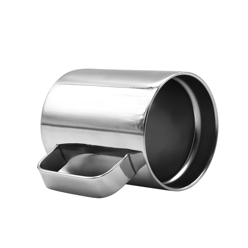 private label Customized 12oz Reusable Stainless Steel Insulated mirror reflection Travel Coffee Mug With Handle