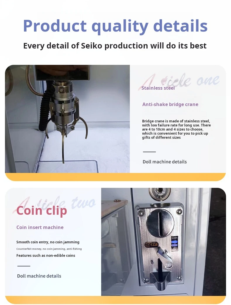 New Style Mini Plush Toy Gift Crane Claw With Bill Acceptor Coin Operated Game Machine_14