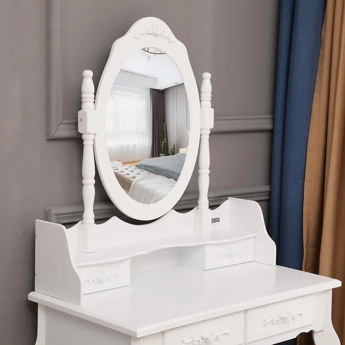  Best Sell Mirrored Make up Vanity Table Modern Dressing Set with Stool for Living