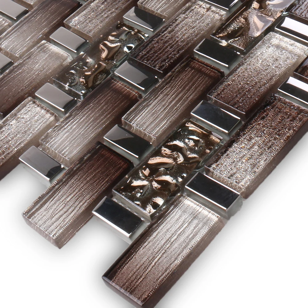 Wall Decoration Crystal Mixed Brown 3D Mirror Glass Mosaic Wall Tiles Mosaic