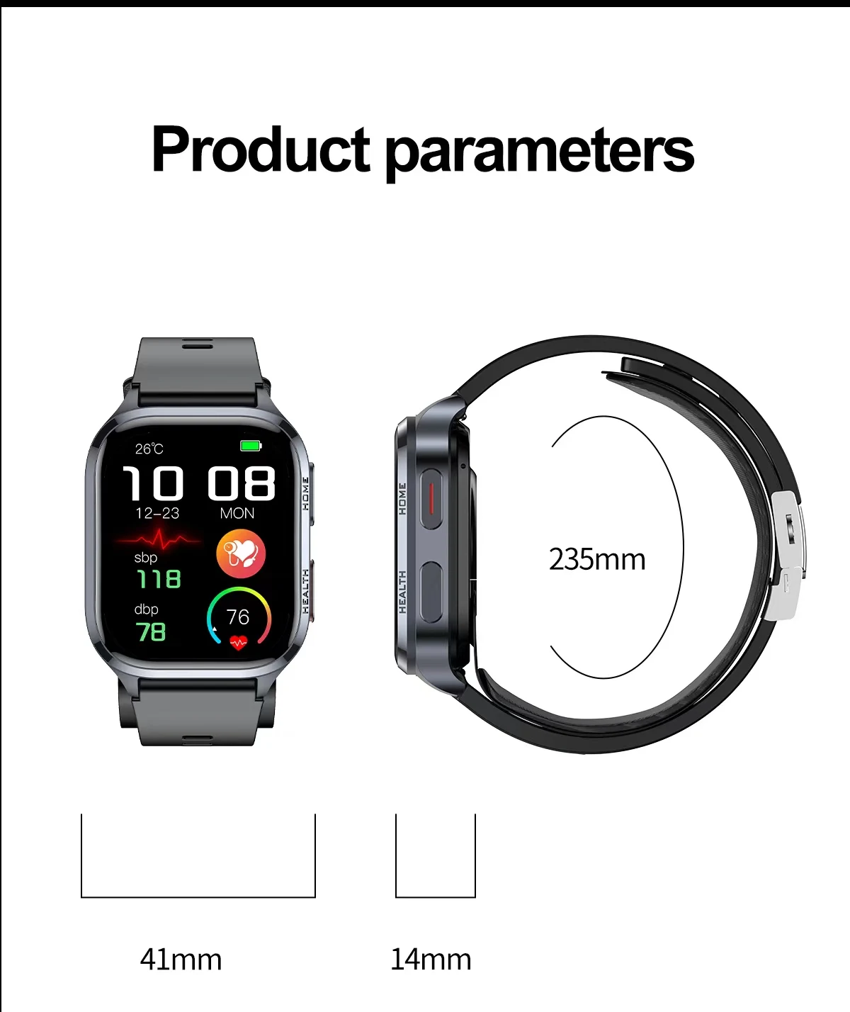 S18 Health Smart Watch 2.01 Inch Screen Bluetooth Call Air Pump Blood Pressure Body Temperature Blood Oxygen Sleep Monitoring