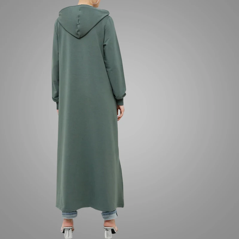 High Quality Hoodie Women Sportswear Full Muslim Dress Dubai Front Abaya Turkish Loose Kimono Cardigan Maxi Islamic Clothing