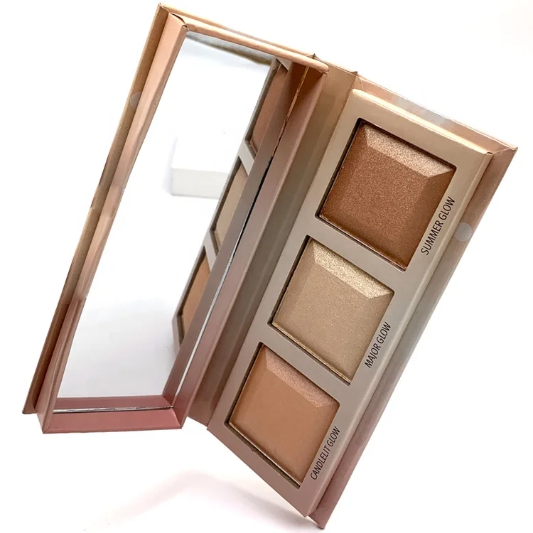 
3 pan pressed glow diamond highlighter powders custom makeup brozner contour and highlighter palette 