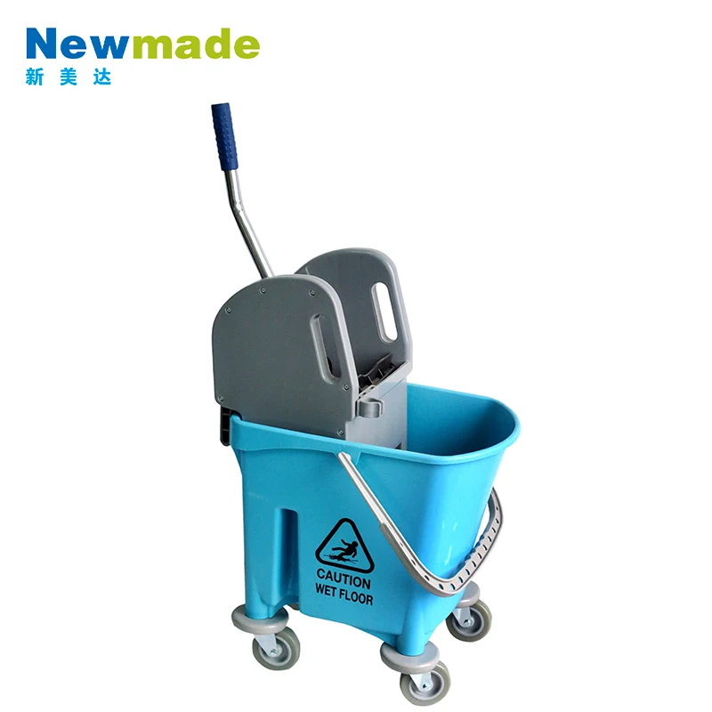 Hotel shop cleaning supplies 20 litre 5 gallon small commercial janitorial single mop bucket down press wringer trolley