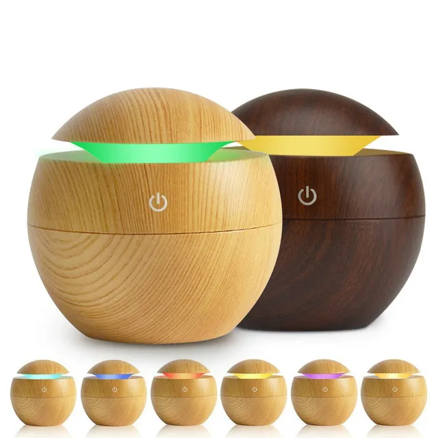 Home Office Mini Cool Mist Maker Electric Difusores Aroma Diffuser Wood Ultrasonic 130ML Air Humidifier Essential Oil Diffuser
