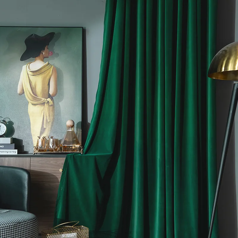 New design American curtain fabric light luxury modern simple swan velvet bedroom retro shading living room curtain