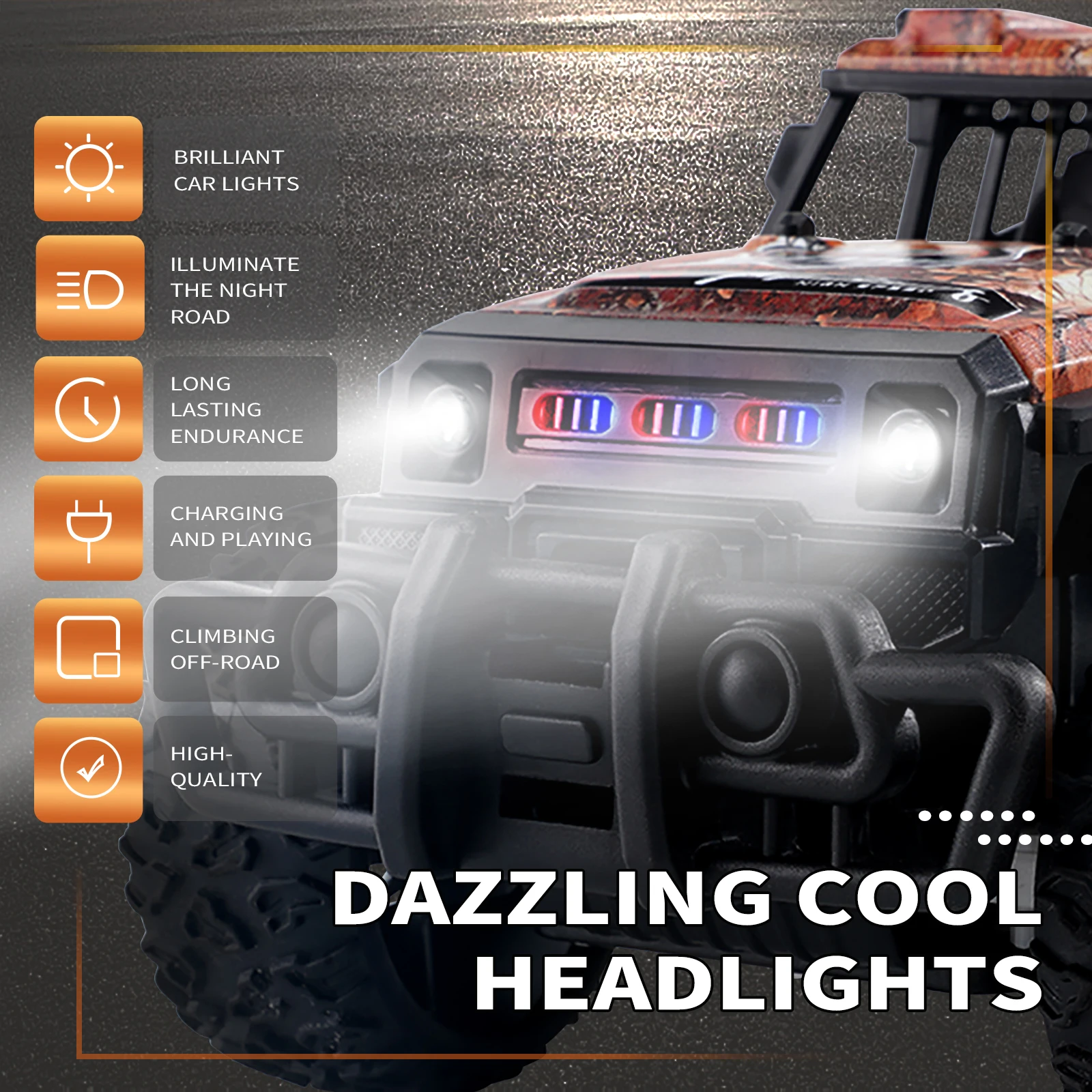 JJRC Q181 30KM/H 1:20 RC Car With LED Lights 2.4Ghz Double Motors RC Monster Truck All Terrain Off Road High Speed RC Car Toys