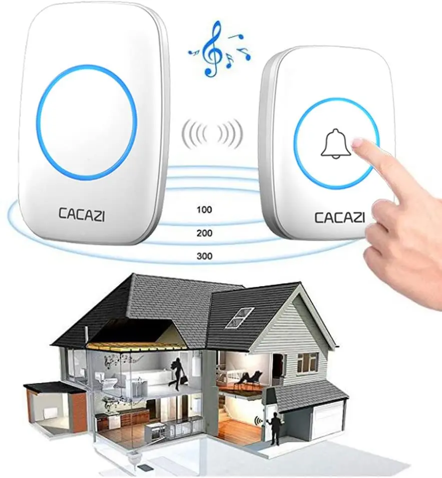 CACAZI A10 wireless smart home dingdong door bell kit wireless doorbell 2 transmitter 1 receiver doorbell