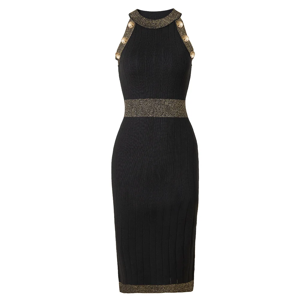 2023 New fashion sleeveless elegant high fashion knitted dress for ladies