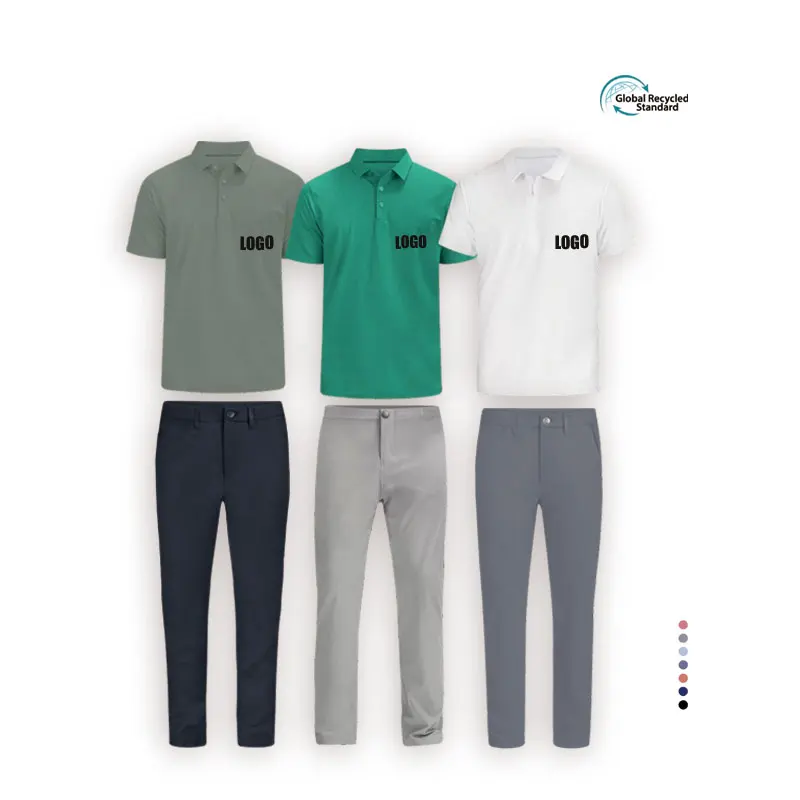 Arabella 2024 Custom Low MOQ Products 2 PCs Premium Mens Golf Clothing Bamboo Polyamide Shirts Trousers Sets