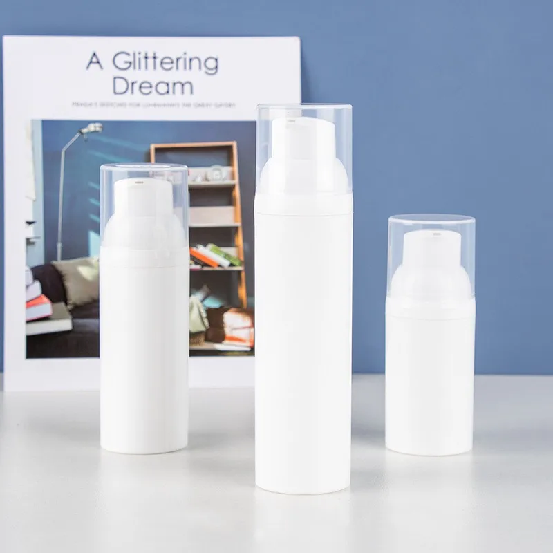 Luxury Plastic Airless Pump Skincare Bottle 30ml 50ml 75ml 100ml Foundation Emulsion Serum Foam Lotion for Hair Made of PET PP