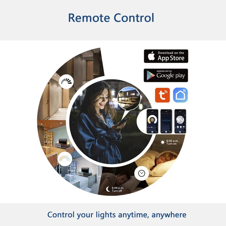 Smart speaker alexa voice google home assistant led tuya downlight wifi zigbee ultra thin ip44 trimless cct downlight