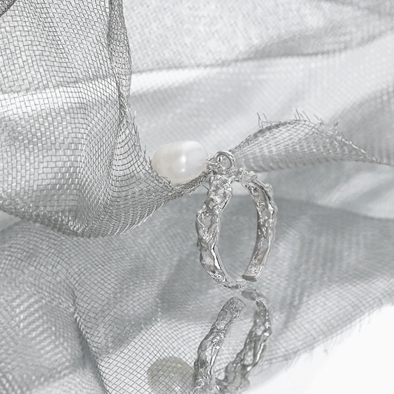 WuQie Delicate 925 Silver with Baroque Freshwater Pearl Rings Jewelry Women